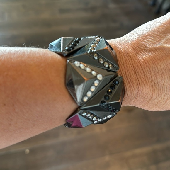 NO BRAND Black Mettalic with Rhinestones One Size Retro Y2K Punk Whimsigoth Fun - Picture 1 of 5